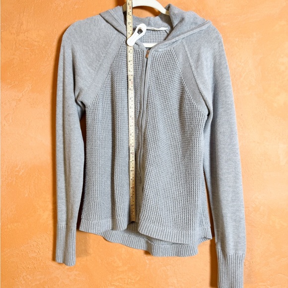 Athleta Gray Zip Front Knit Hoodie Sweater Women’s L - Picture 7 of 11